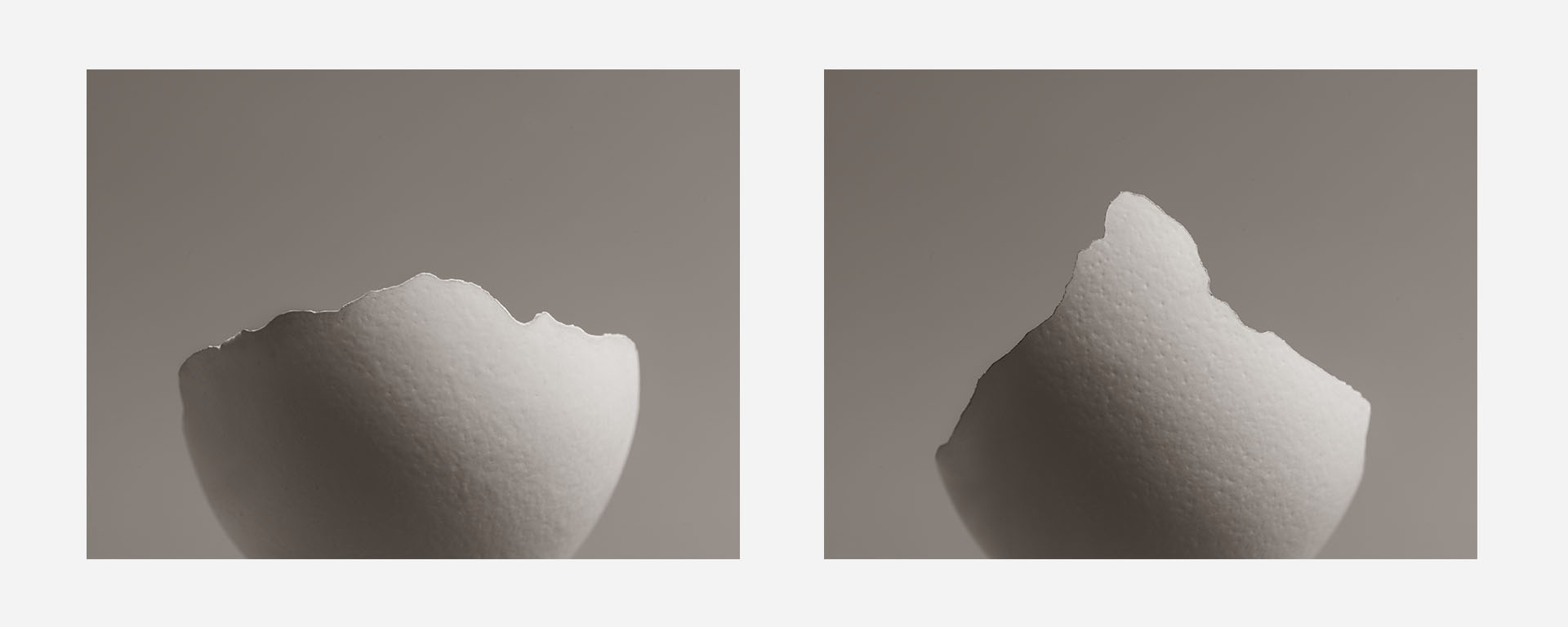 Uitgesneden eieren met een breukrandje in de vorm van de Mount Blanc en de Matterhorn